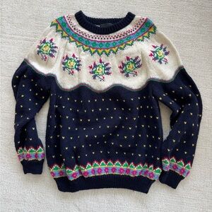 Fair Isle Vintage Floral Patterned handknit Sweater